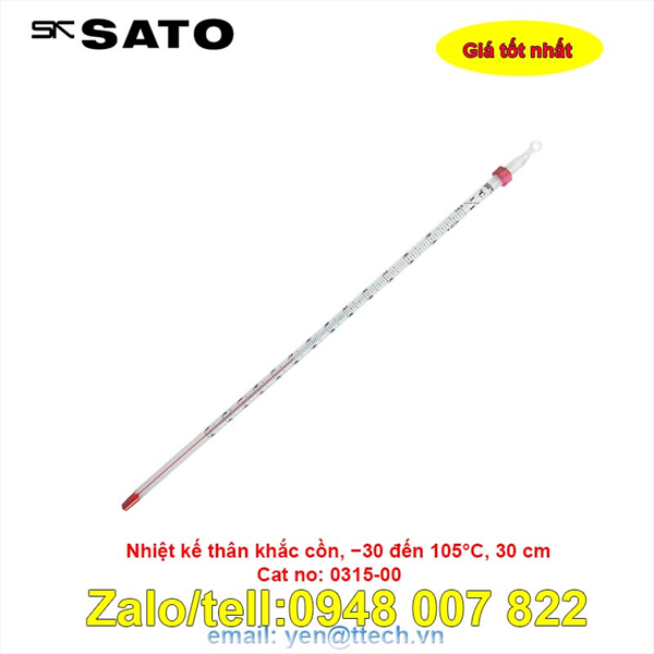 Nhiệt kế thủy ngân Sato −30 đến 105°C, 30 cm (Cat no:0315-00)